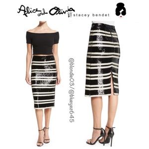 Alice + Olivia sequin striped pencil skirt 4